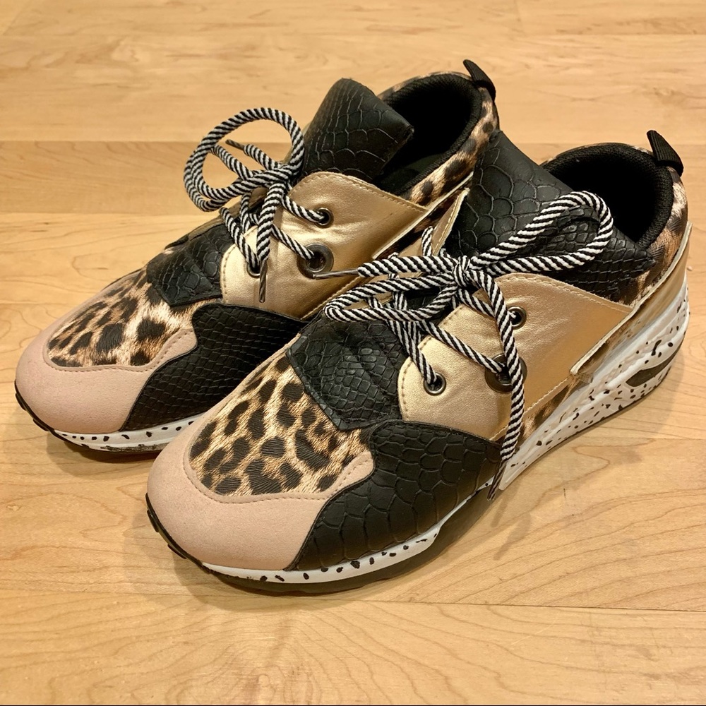 Leopard Wedge Sneakers